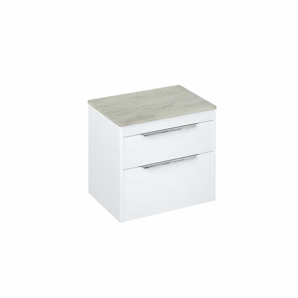 Shoreditch 65cm double drawer Matt White with Concrete Haze Worktop